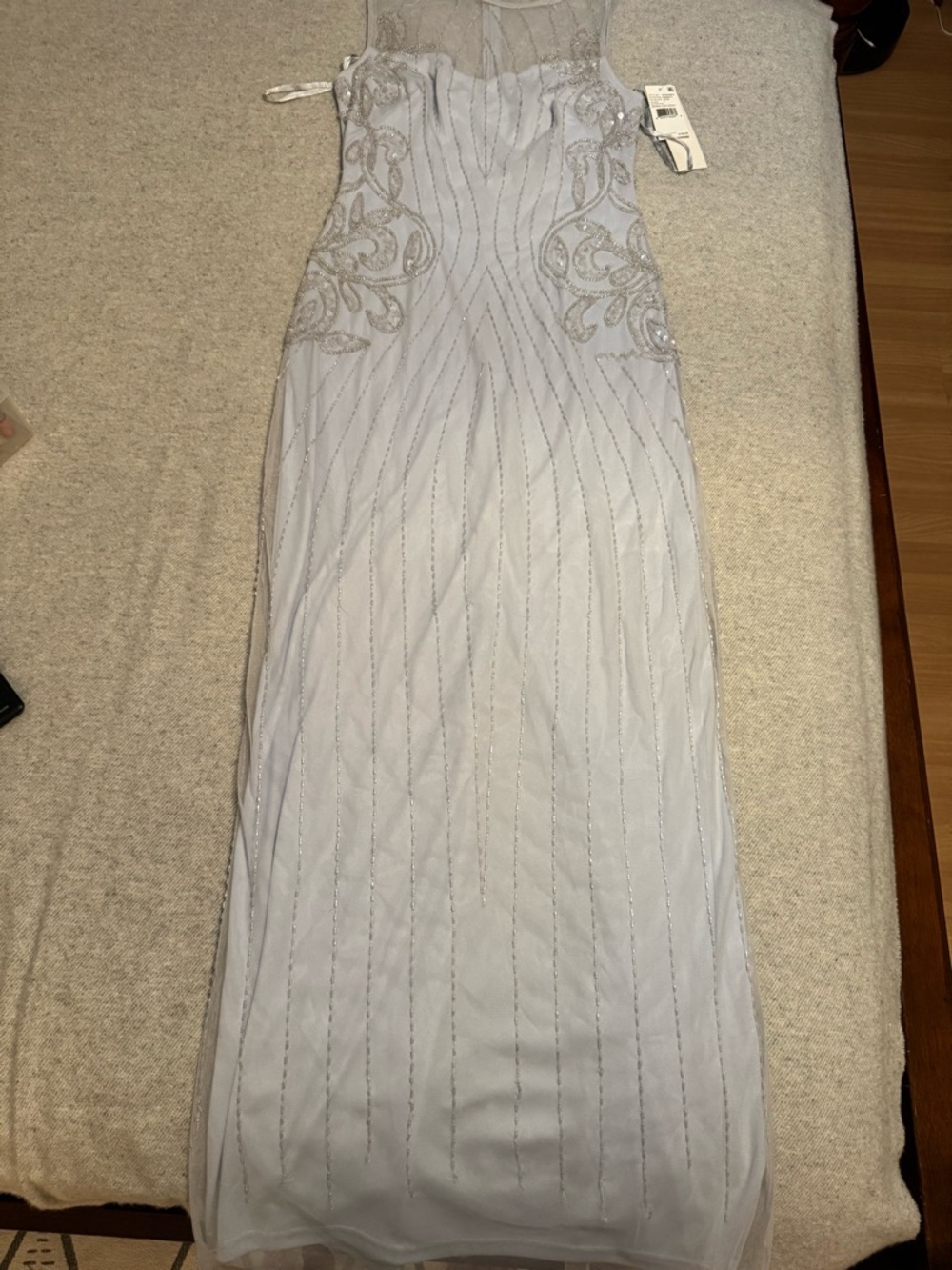 Papell Studio baby blue Sheer Formal Beaded Dress*PLS READ DESCRIPTION *